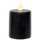 Glossy Black Battery Operated Pillar Candle – 4" with Realistic Flame and 6-Hour Timer